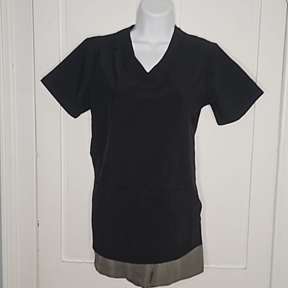 Black Scrubaid Top with Utility Loop in a small